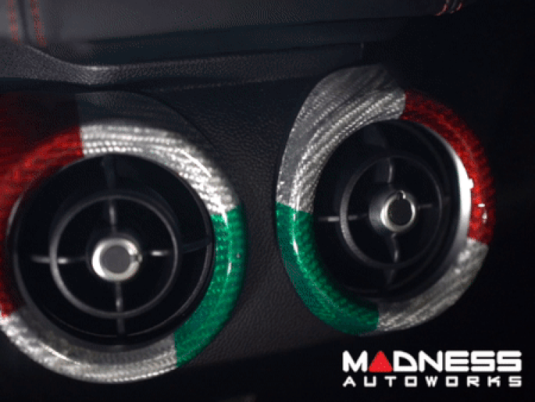 Alfa Romeo Giulia Interior Air Vent Cover Trim Kit - Carbon Fiber - Rear Set - Italian Theme - Feroce Carbon